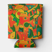 抽象芸術赤色の断片的なパッチワーク 缶クーラー (正面)