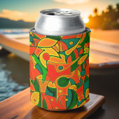 抽象芸術赤色の断片的なパッチワーク 缶クーラー