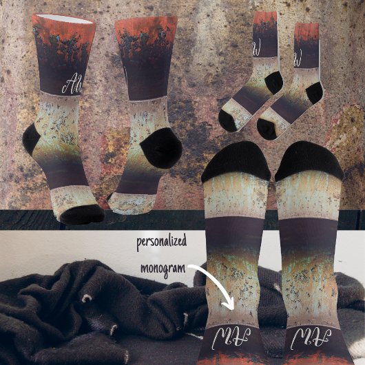 抽象芸術赤褐色の錆 ソックス