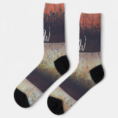 抽象芸術赤褐色の錆 ソックス (左)