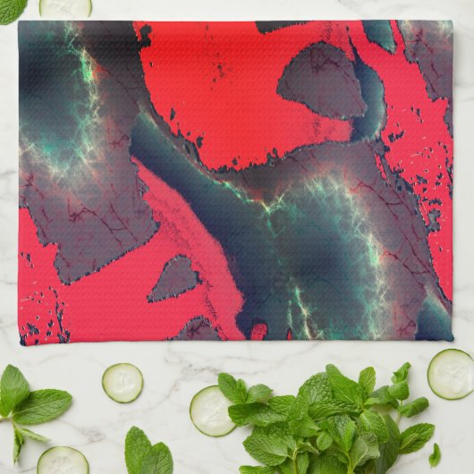 抽象芸術赤象スケッチ、非常に素朴な効果 キッチンタオル (折り畳み)