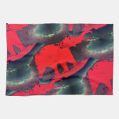 抽象芸術赤象スケッチ、非常に素朴な効果 キッチンタオル (横)