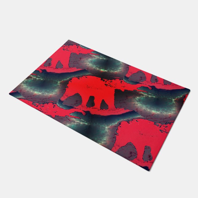 抽象芸術赤象スケッチ、非常に素朴な効果 ドアマット (アングル)