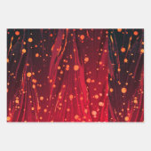 抽象芸術赤青マーブル紙、金ゴールドスプラッシュ ラッピングペーパーシート (正面3)