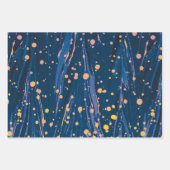 抽象芸術赤青マーブル紙、金ゴールドスプラッシュ ラッピングペーパーシート (正面2)