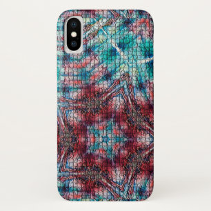 抽象芸術赤青モザイク星 iPhone X ケース
