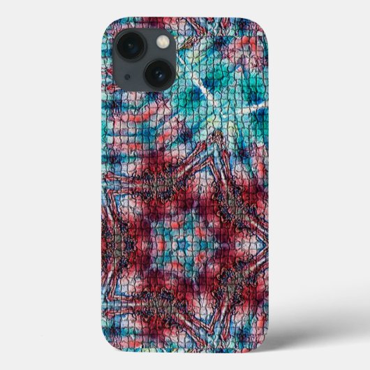 抽象芸術赤青モザイク星 Case-Mate iPhoneケース (裏面)