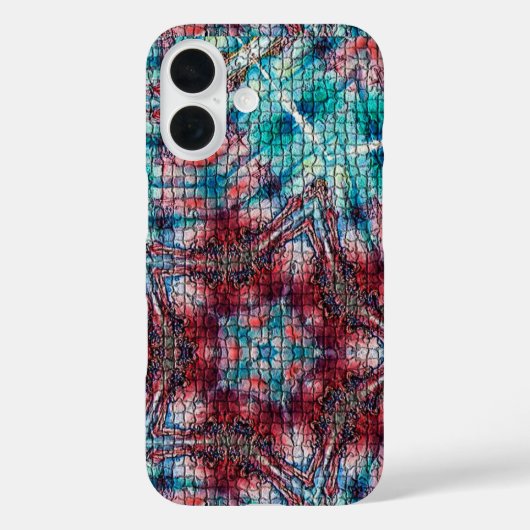 抽象芸術赤青モザイク星 Case-Mate iPhoneケース (裏面)