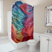 抽象芸術赤青海波シャワーカーテン シャワーカーテン (インサイチュ)