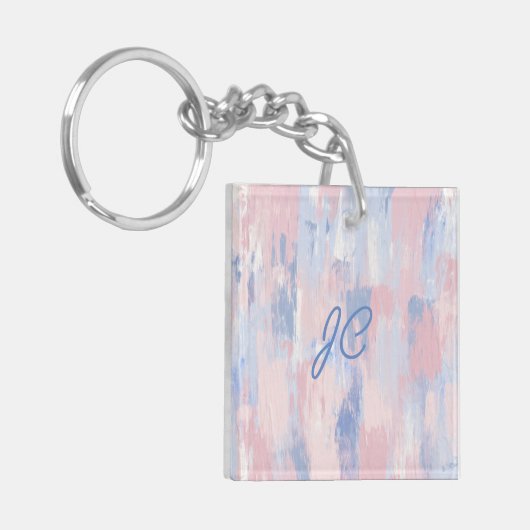 抽象芸術赤面と青絵を描線 キーホルダー (正面左)