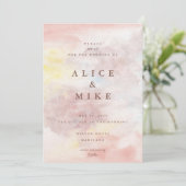 抽象芸術赤面と黄色の水彩背景イン 招待状 (スタンド正面)