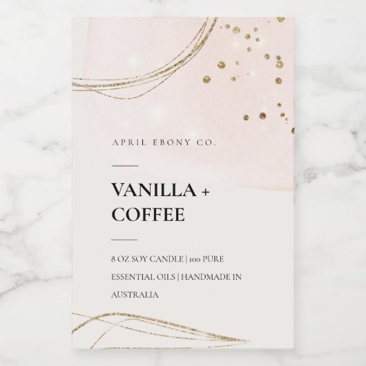 抽象芸術赤面アイボリー金ゴールド水カラーキャンドル フードラベル (シングルラベル)