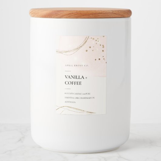 抽象芸術赤面アイボリー金ゴールド水カラーキャンドル フードラベル (正面)