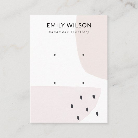 抽象芸術赤面ダスキーピンクスタッド2イヤリングディスプレイ  名刺 (正面)