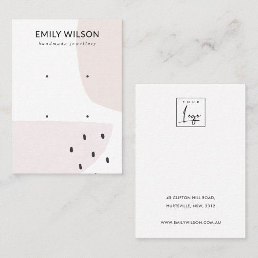 抽象芸術赤面ダスキーピンクスタッド2イヤリングディスプレイ  名刺 (正面/裏面)