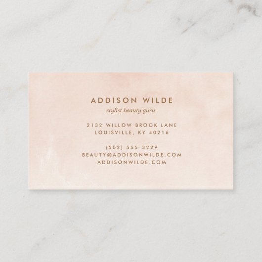 抽象芸術赤面ピンクの水の色の形状モダン 名刺 (裏面)