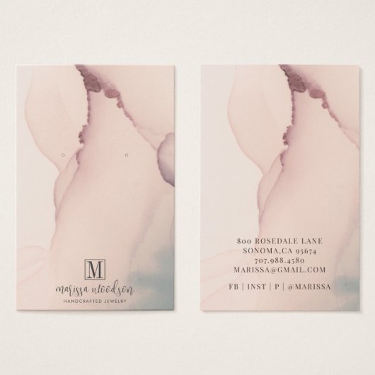 抽象芸術赤面ピンクイヤリングジュエリー表示カード (正面&裏面)