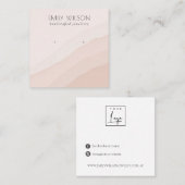 抽象芸術赤面ピンクウェーブスタッドイヤリングディスプレイ スクエア名刺 (正面/裏面)