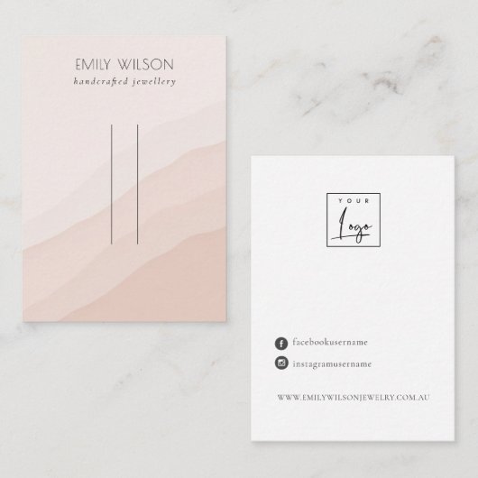 抽象芸術赤面ピンクウェーブヘアクリップピンディスプレイ 名刺 (正面/裏面)