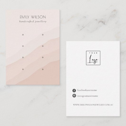 抽象芸術赤面ピンクウェーブ4スタッドイヤリングディスプレイ 名刺 (正面/裏面)