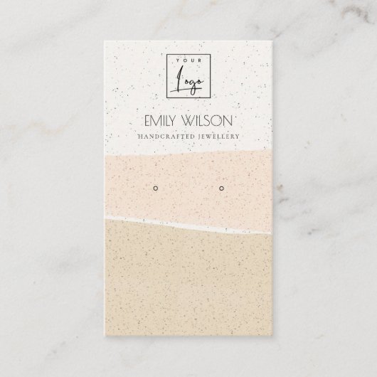 抽象芸術赤面ピンクセラミック波イヤリングディスプレイ 名刺 (正面)