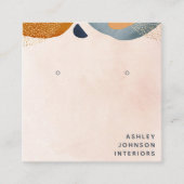 抽象芸術赤面ピンクテラコッタ金ゴールドイヤリングディスプレイ スクエア名刺 (正面)