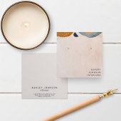 抽象芸術赤面ピンクテラコッタ金ゴールドイヤリングディスプレイ スクエア名刺