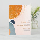 抽象芸術赤面ピンクネイビーブルーテラコッタ結婚ズ セーブザデート (スタンド正面)