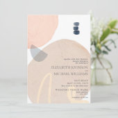 抽象芸術赤面ピンクネイビーブルーニュートラル結婚ズ 招待状 (スタンド正面)