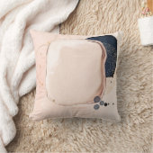 抽象芸術赤面ピンクネイビーブルー金ゴールド モダン クッション (ブランケット)