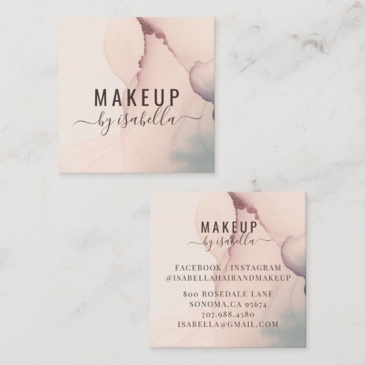 抽象芸術赤面ピンクメイクアップアーティストスクエアビジネス スクエア名刺 (正面/裏面)