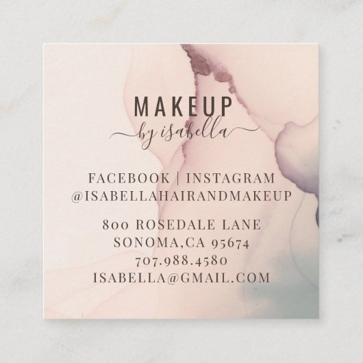 抽象芸術赤面ピンクメイクアップアーティストスクエアビジネス スクエア名刺 (裏面)