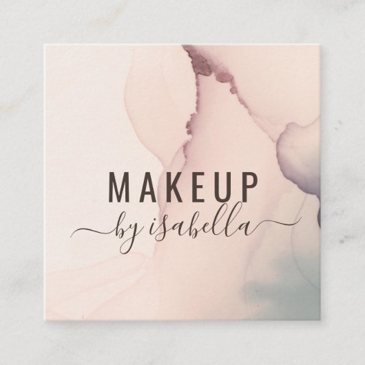 抽象芸術赤面ピンクメイクアップアーティストスクエアビジネス スクエア名刺 (正面)