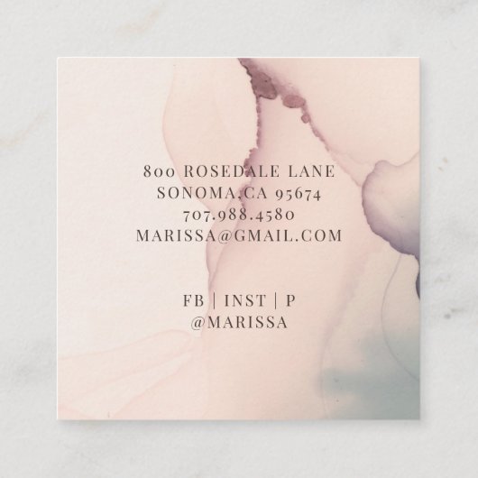 抽象芸術赤面ピンクモノグラムスクウェア スクエア名刺 (裏面)