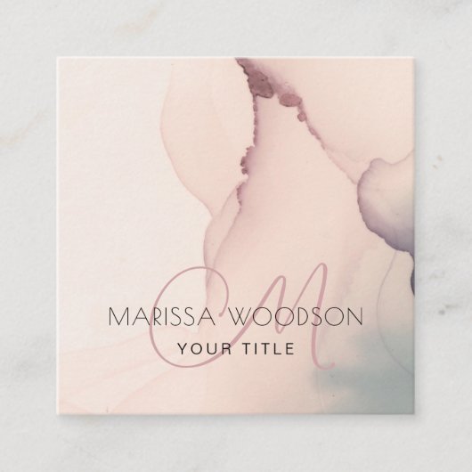抽象芸術赤面ピンクモノグラムスクウェア スクエア名刺 (正面)