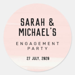 抽象芸術赤面ピンク婚約ステッカー、好意 ラウンドシール