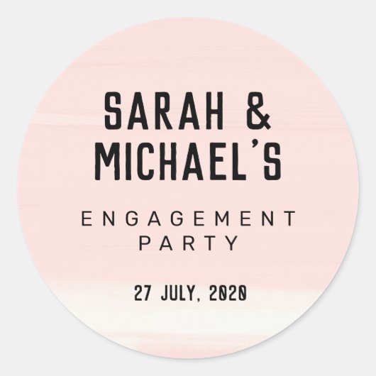 抽象芸術赤面ピンク婚約ステッカー、好意 ラウンドシール (正面)