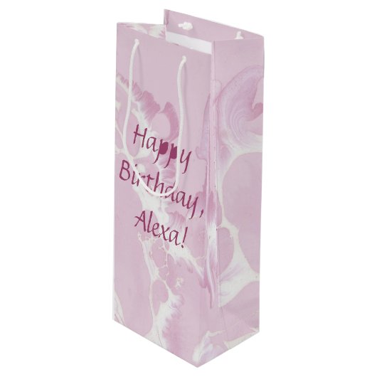 抽象芸術赤面ピンク絵を描パターン ワインギフトバッグ (正面アングル)