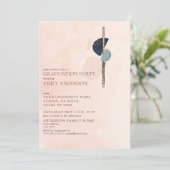 抽象芸術赤面ピンク金ゴールドフルート写真卒業 招待状 (スタンド正面)