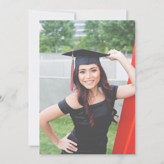 抽象芸術赤面ピンク&ゴールドフォイル写真卒業 招待状 (裏面)