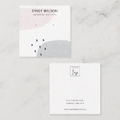 抽象芸術赤面濃灰色スタッドイヤリングディスプレイ スクエア名刺 (正面/裏面)