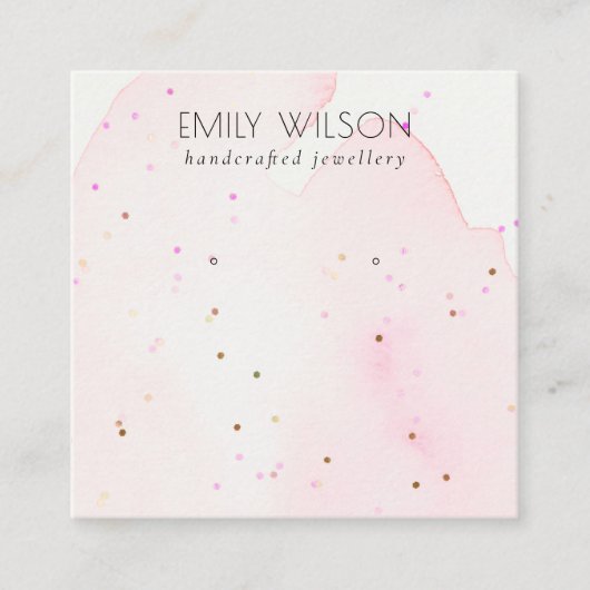 抽象芸術赤面紙吹雪スタッドイヤリング表示 スクエア名刺 (正面)