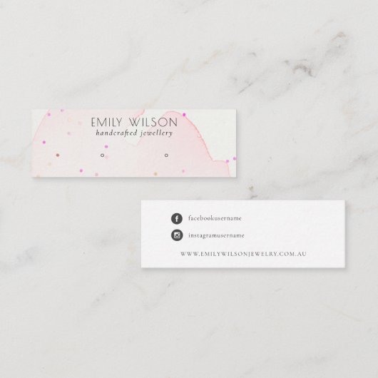 抽象芸術赤面紙吹雪洗浄スタッドイヤリングディスプレイ スキニー名刺 (正面/裏面)