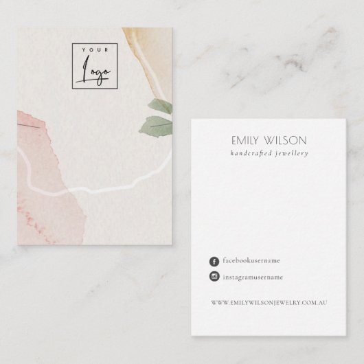 抽象芸術赤面自然のネックレスバンドのロゴ表示 名刺 (正面/裏面)