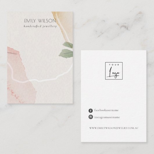 抽象芸術赤面自然グリーンネックレスバンドディスプレイ 名刺 (正面/裏面)