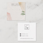 抽象芸術赤面自然緑スタッドイヤリングディスプレイ スクエア名刺 (正面/裏面)