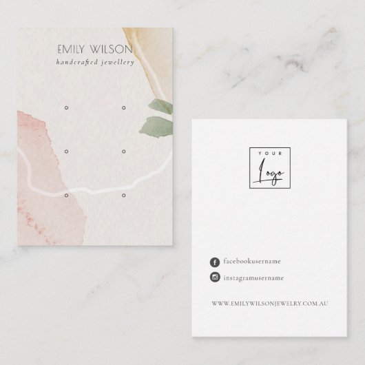 抽象芸術赤面自然緑3スタッドイヤリングディスプレイ 名刺 (正面/裏面)