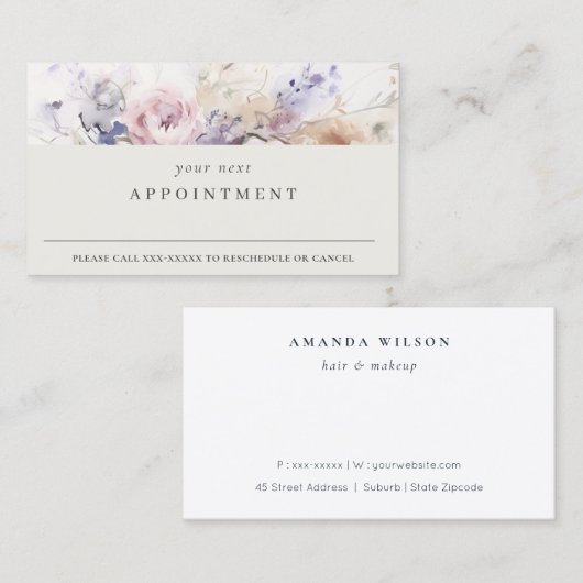 抽象芸術赤面薄紫バラフローラバンチアポイントメント 名刺 (正面/裏面)