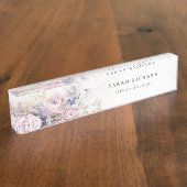 抽象芸術赤面薄紫水カラーバラフローラバンチ デスクネームプレート (側面)