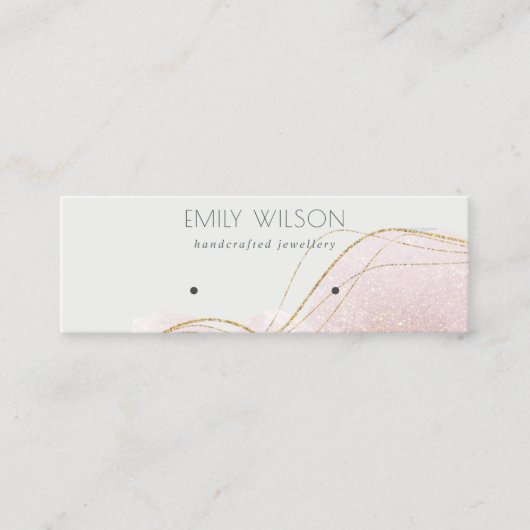 抽象芸術赤面金ゴールドグリッター光沢イヤリングディスプレイ スキニー名刺 (正面)